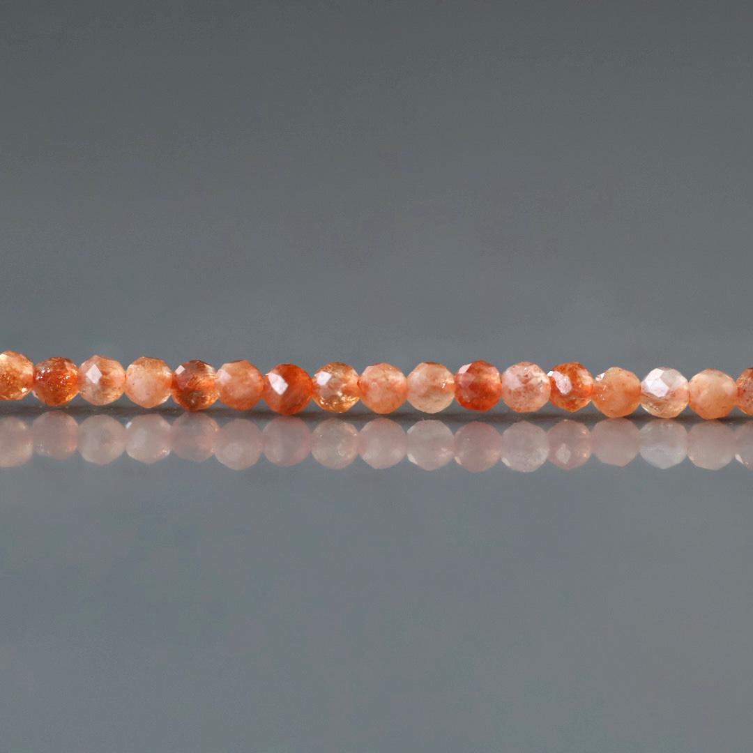 2mm Sunstone Beads – Tiny Faceted Round Natural Gemstone 15" Strand