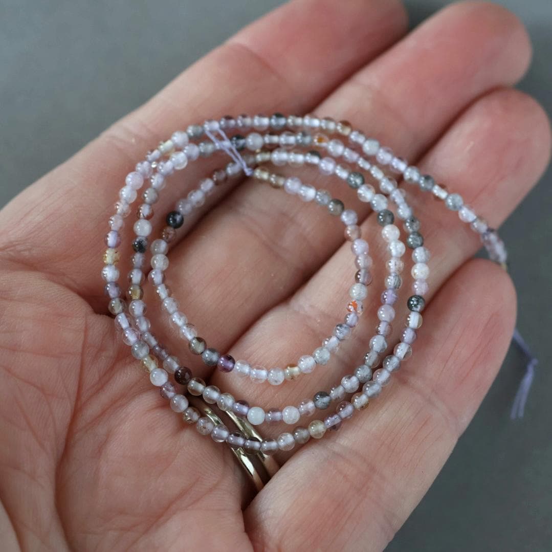 2mm Super Seven Beads - Tiny Smooth Round Natural Gemstone 15" Strand