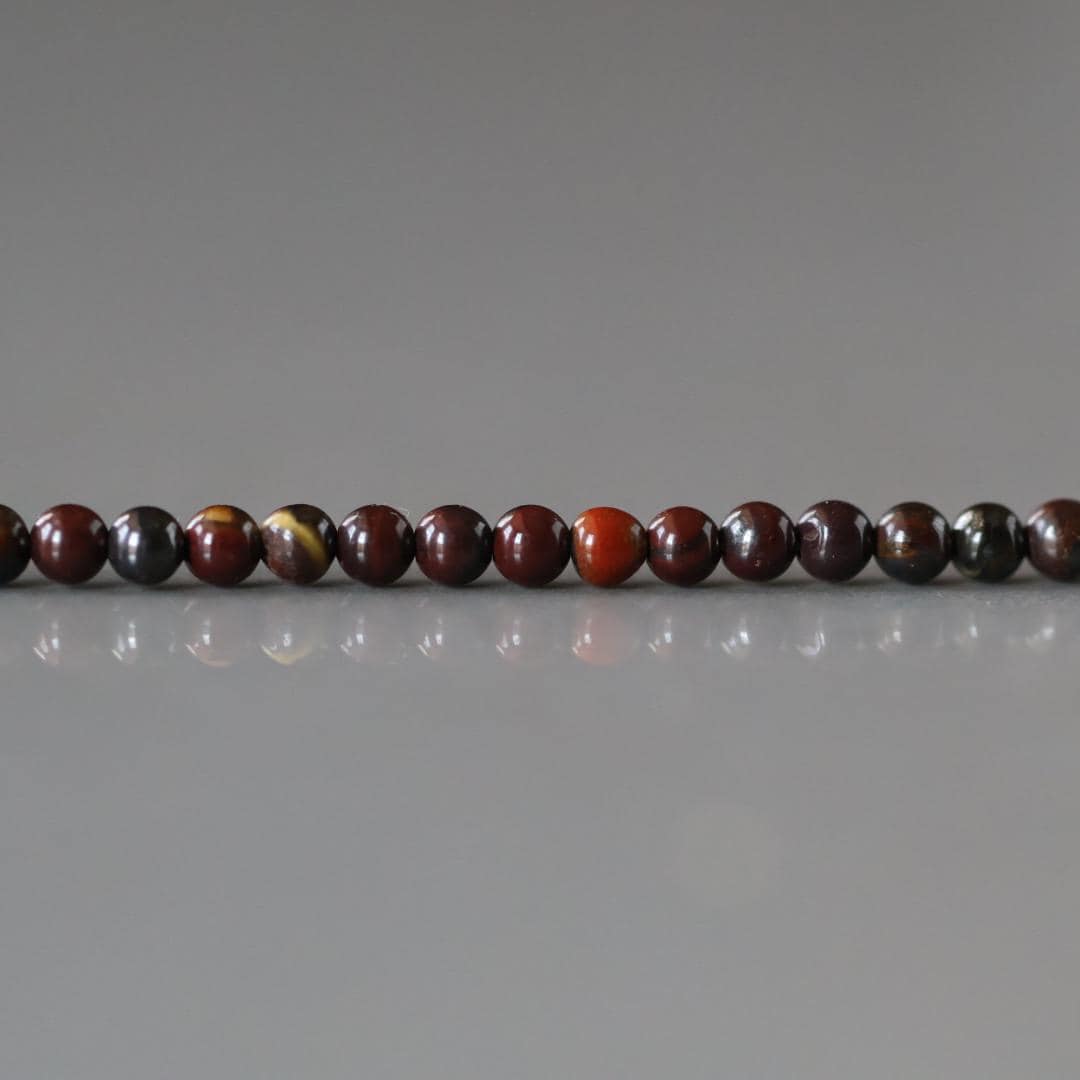 2mm Tiger‚Äôs Iron Beads ‚Äì Tiny Smooth Round Natural Gemstone 15" Strand