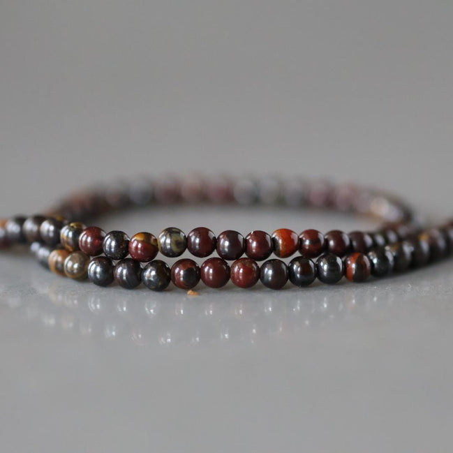 2mm Tiger‚Äôs Iron Beads ‚Äì Tiny Smooth Round Natural Gemstone 15" Strand