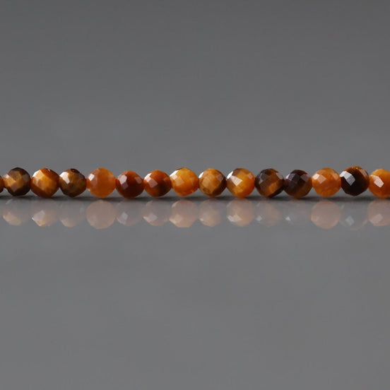 2mm Tigers Eye Beads Faceted Tiger Eye Genuine Tiny Beads 15" Gemstone Beads for Jewelry Making Beading Craft Gift Seed Beads Brown