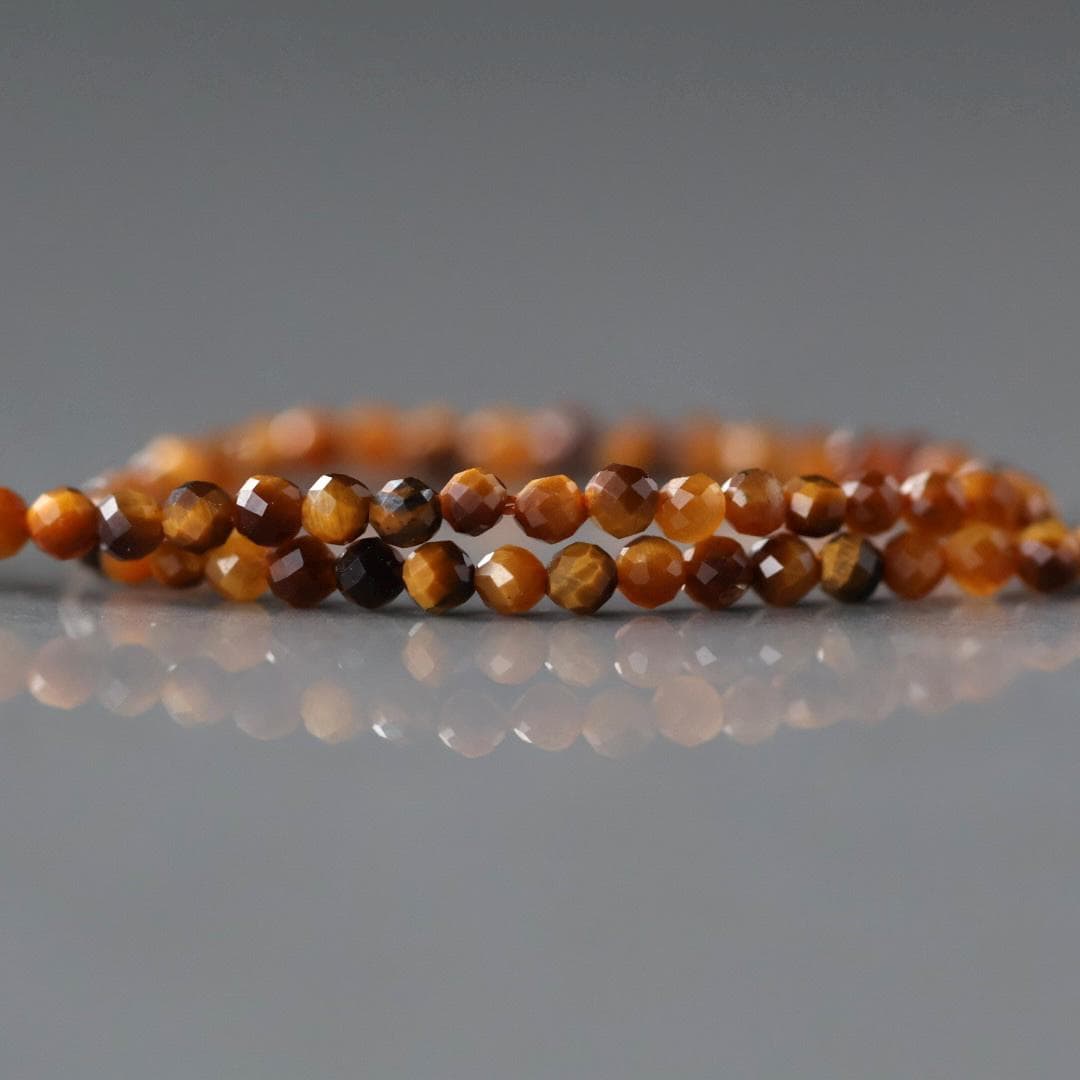 2mm Tigers Eye Beads Faceted Tiger Eye Genuine Tiny Beads 15" Gemstone Beads for Jewelry Making Beading Craft Gift Seed Beads Brown