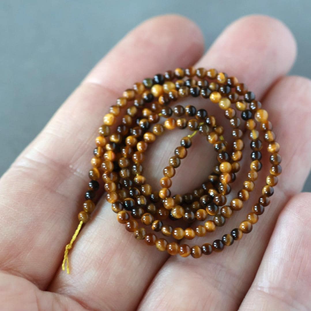 2mm Tiger‚Äôs Eye Beads ‚Äì Tiny Smooth Round Natural Gemstone 15" Strand