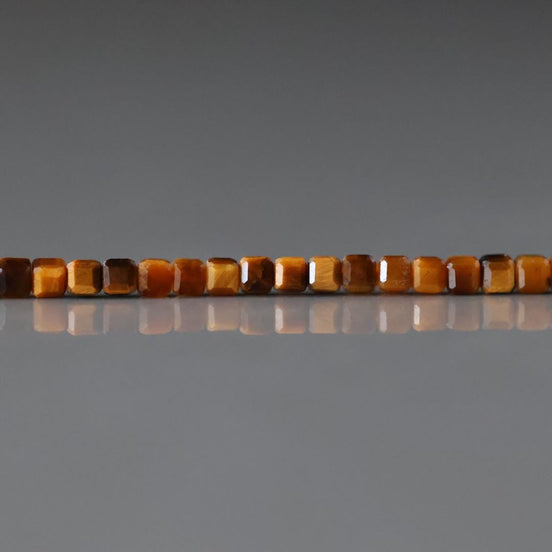 2mm Tigers Eye Cube Beads Faceted Tiger Eye Genuine Tiny Beads 15" Gemstone Beads for Jewelry Making Beading Craft Gift Seed Beads Brown