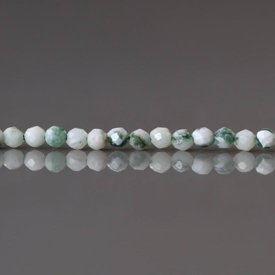 2mm Tree Agate Micro Faceted Beads Genuine Agate Green Beads 15.5" Sparkly Gemstone Beads for Jewelry Making