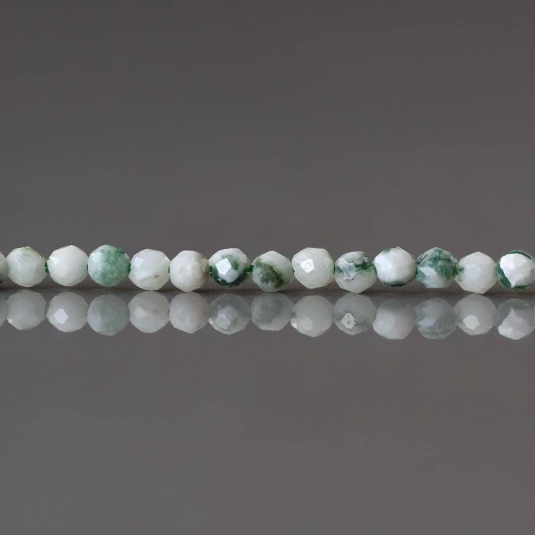 2mm Tree Agate Beads ‚Äì Tiny Faceted Round Natural Gemstone 15.5" Strand