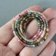 2mm AAA Watermelon Tourmaline Micro Faceted Cube Beads 15