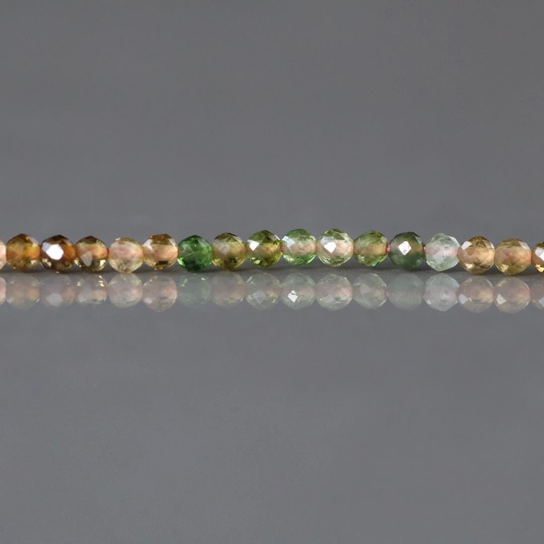 2mm Watermelon Tourmaline Beads – Tiny Faceted Round Natural Gemstone 15" Strand