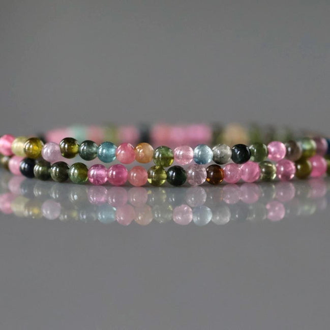 2mm Watermelon Tourmaline Smooth Beads 15" Transparent Rainbow Gemstone Beads for Jewelry Making DIY October Birthstone