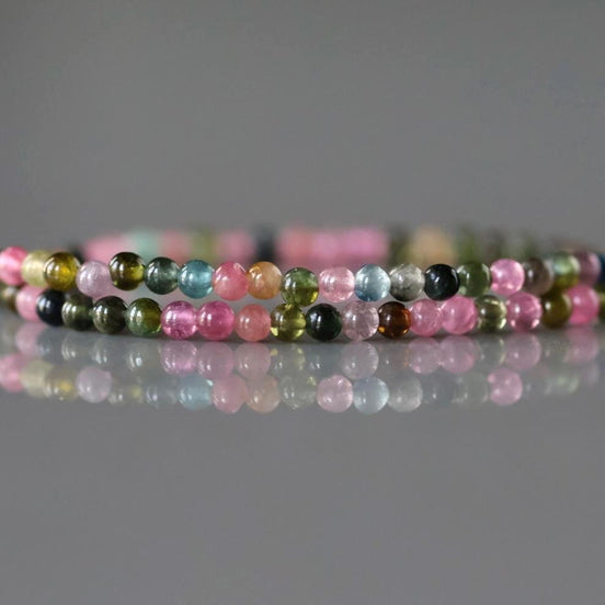 2mm Watermelon Tourmaline Smooth Beads 15" Transparent Rainbow Gemstone Beads for Jewelry Making DIY October Birthstone
