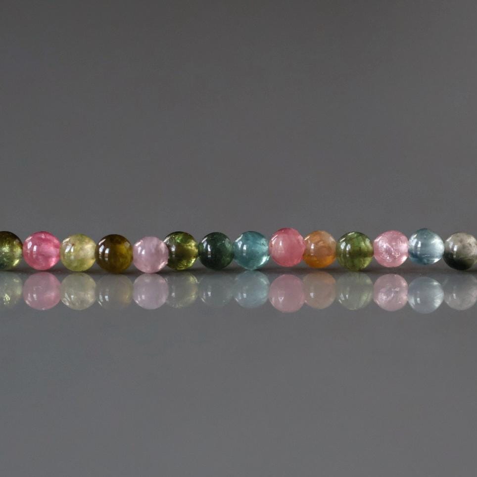 2mm Watermelon Tourmaline Beads – Tiny Smooth Round Natural Gemstone 15" Strand
