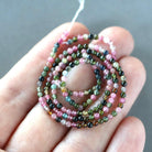 2mm Watermelon Tourmaline Beads – Tiny Smooth Round Natural Gemstone 15" Strand
