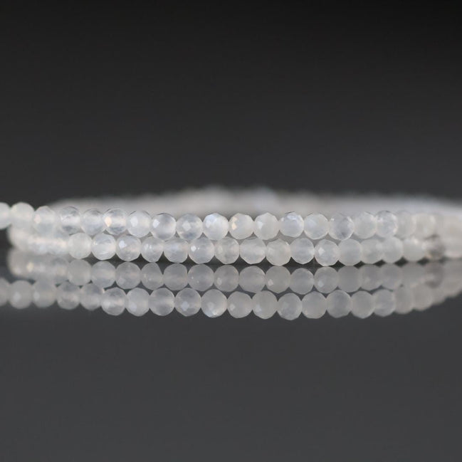 2mm White Moonstone Faceted Beads 15" Gemstone Beads Beading Crafter Gift June Birthstone DIY Jewelry Seed Beads