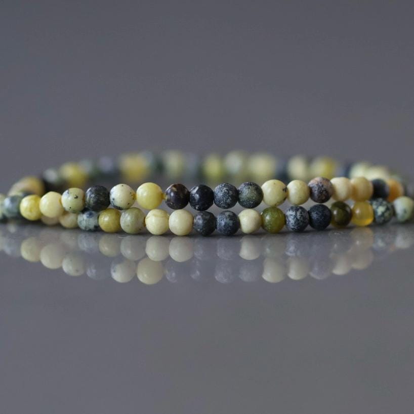 2mm Yellow Serpentine (Lizardite) Beads ‚Äì Tiny Smooth Round Natural Gemstone 15" Strand