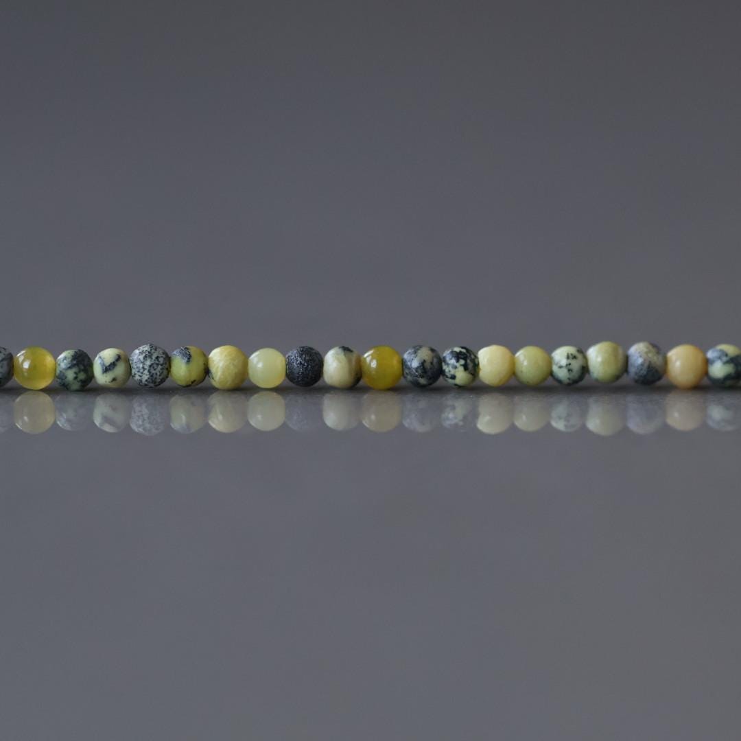 2mm Yellow Serpentine (Lizardite) Beads ‚Äì Tiny Smooth Round Natural Gemstone 15" Strand