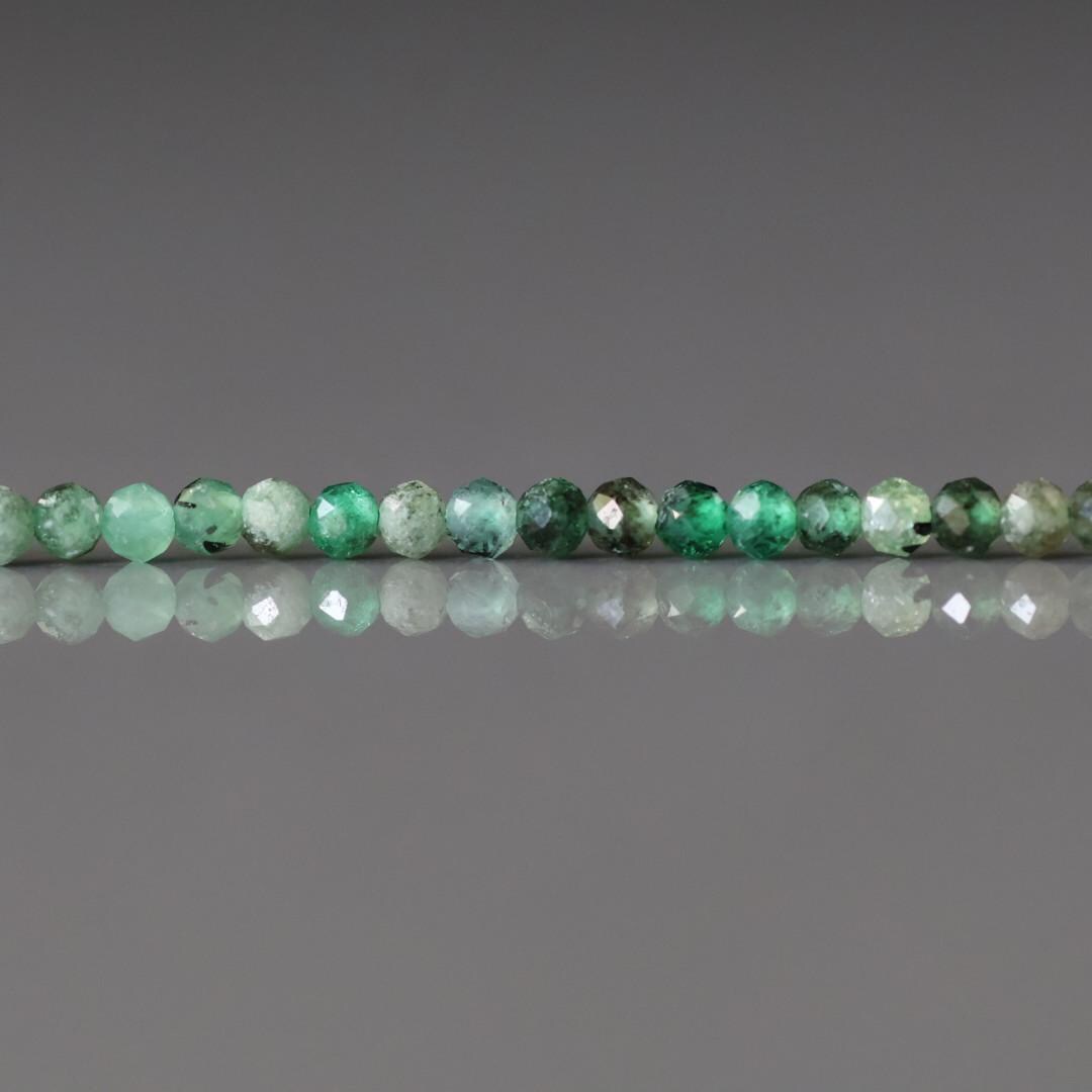 2mm Natural Emerald Beads Micro Faceted 15” Raw Emerald Genuine Gemstone Beads Genuine Emerald for Jewelry Making Beading Craft Gift Beads