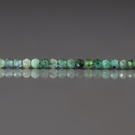 2mm Natural Emerald Beads Micro Faceted 15” Raw Emerald Genuine Gemstone Beads Genuine Emerald for Jewelry Making Beading Craft Gift Beads