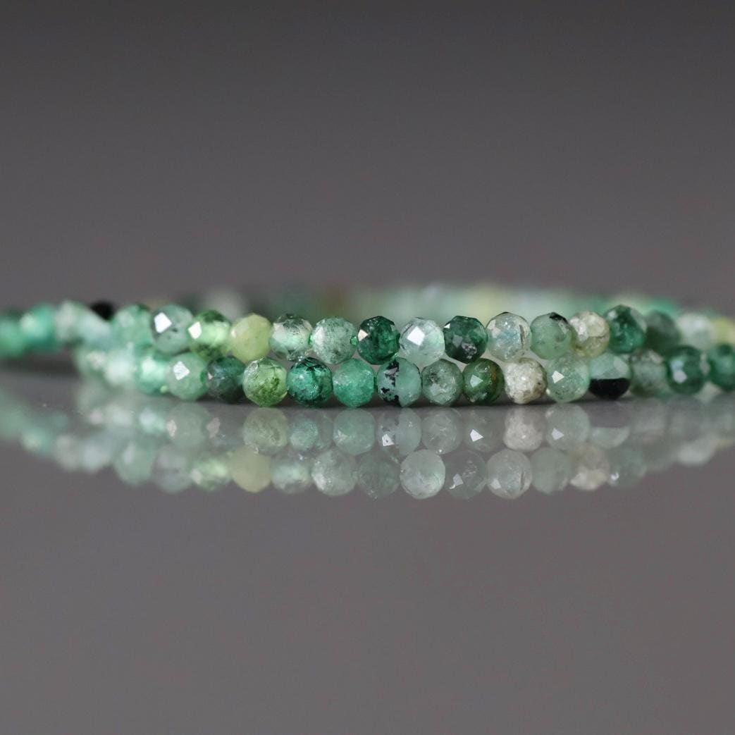 2mm Natural Emerald Beads Micro Faceted 15” Raw Emerald Genuine Gemstone Beads Genuine Emerald for Jewelry Making Beading Craft Gift Beads