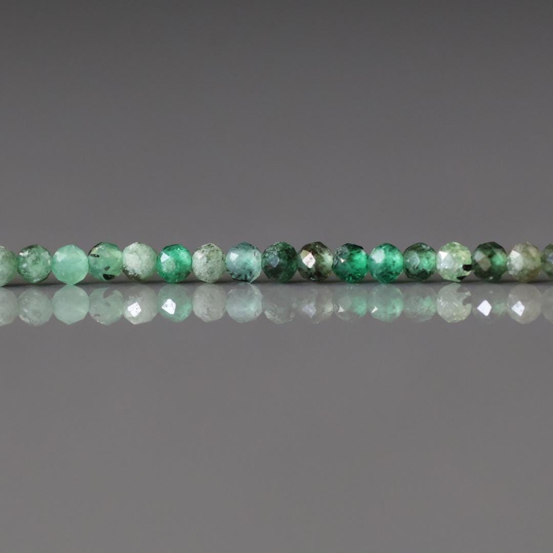2mm Zambian Emerald Beads - Tiny Faceted Round Natural Gemstone 15" Strand