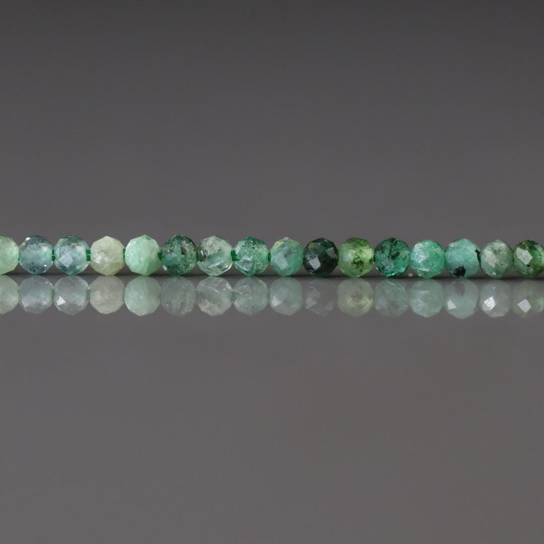 2mm Zambian Emerald Beads - Tiny Faceted Round Natural Gemstone 15" Strand