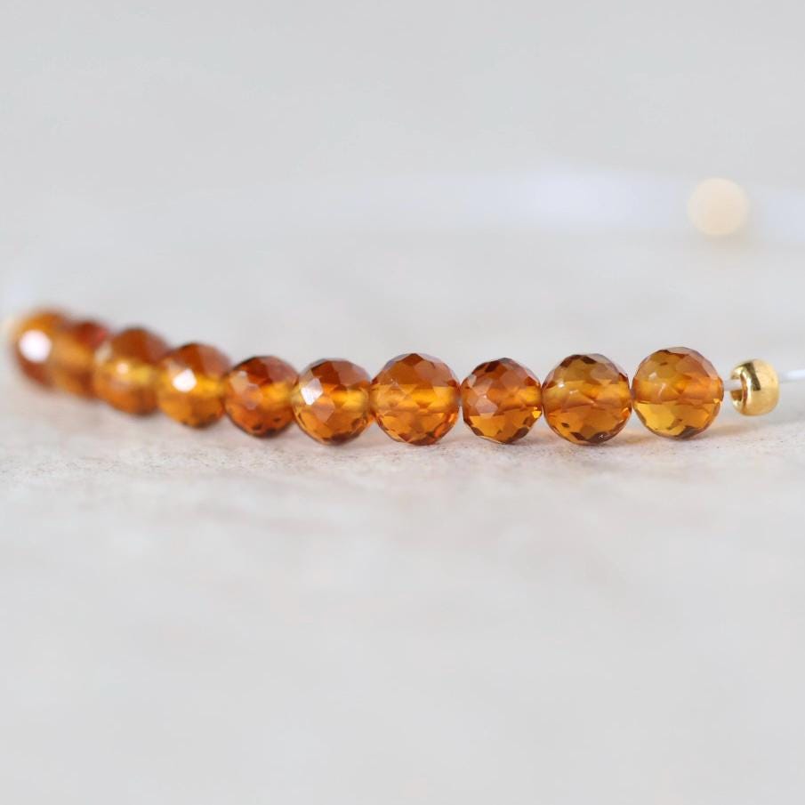 3.4mm AAA Madeira Citrine Faceted Round Beads Natural Deep Yellow Gemstone for DIY Jewelry Making