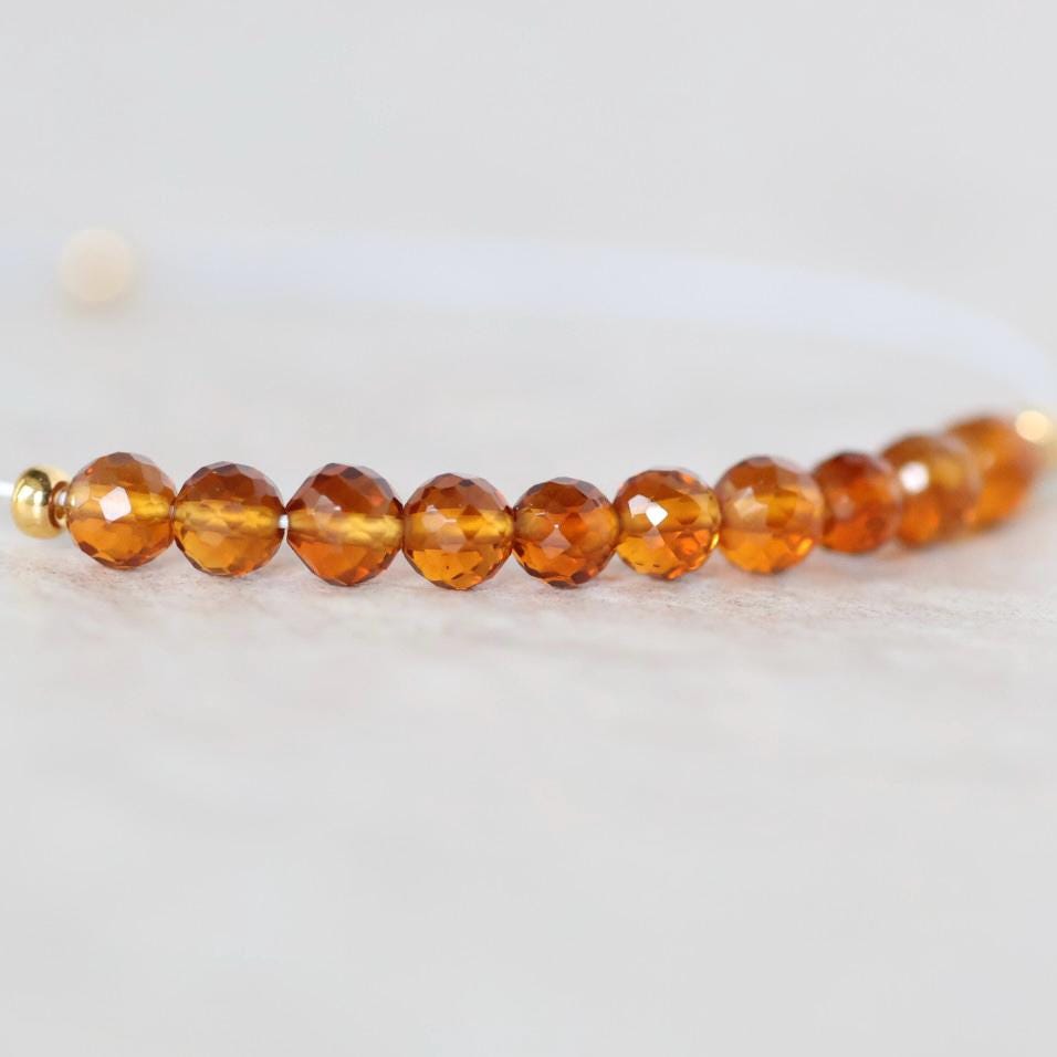 3.4mm AAA Madeira Citrine Faceted Round Beads Natural Deep Yellow Gemstone for DIY Jewelry Making