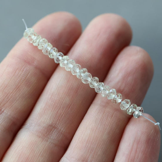 3.5mm-4mm RARE Yellow Aquamarine Beads Faceted Rondelle 20 pcs Genuine Gemstone Tiny Beads Jewelry Making Supply March Birthstone