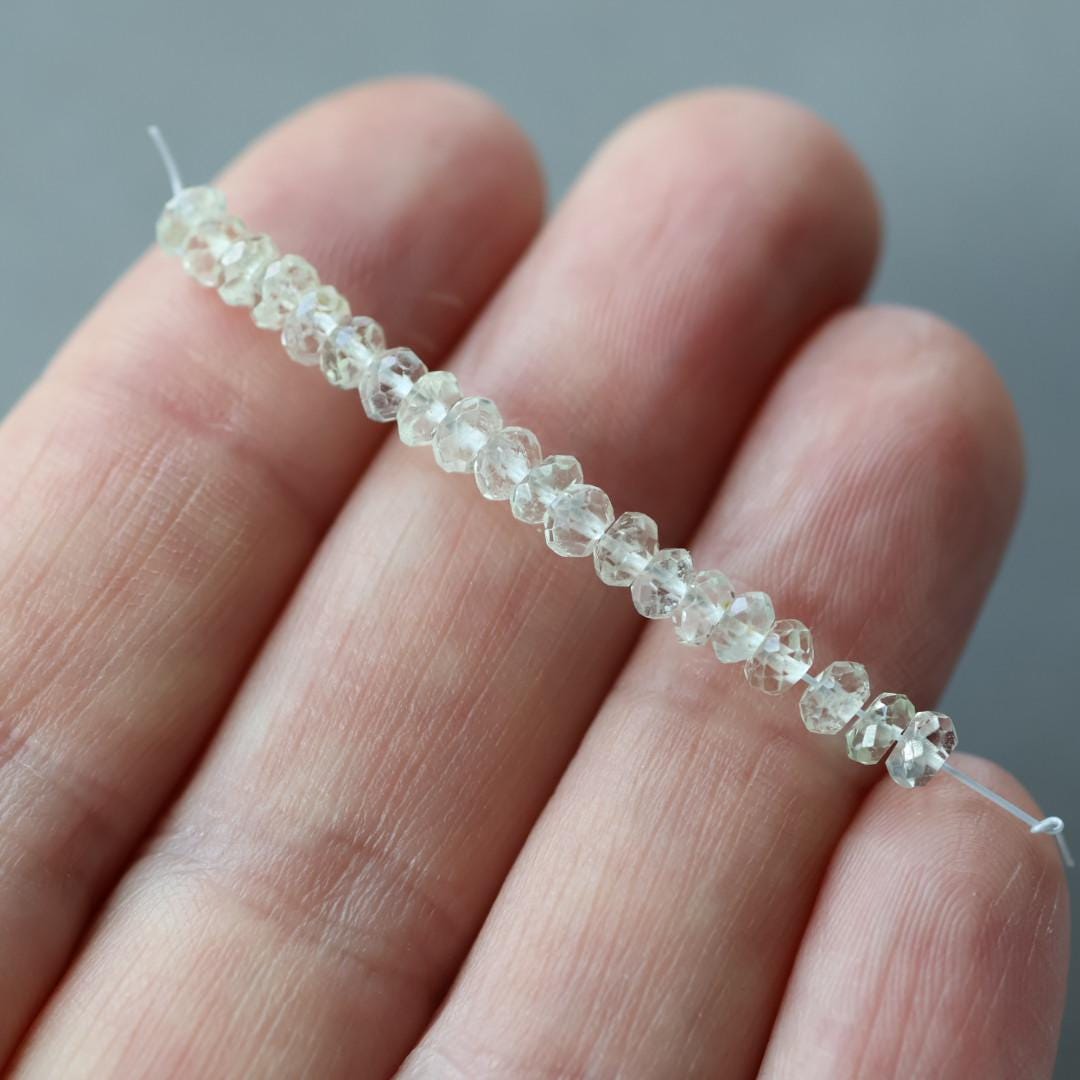 3.5–4mm Rare Yellow Aquamarine Beads – Faceted Rondelle Natural Gemstone - 20 pcs