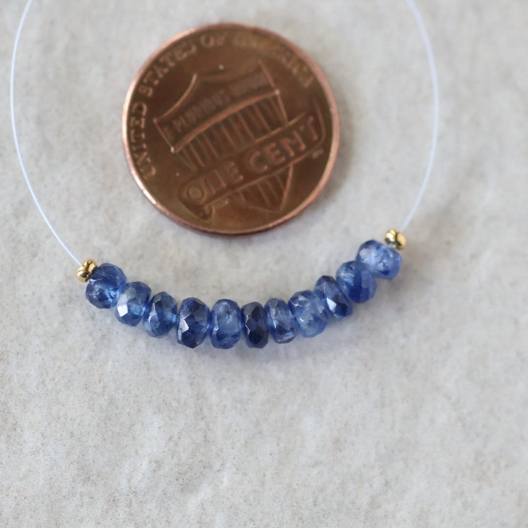 4mm Blue Kyanite Beads - Faceted Rondelle Natural Gemstone 10 Pcs