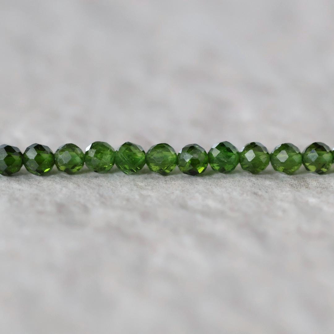3.5mm AAA Chrome Diopside Beads Round Faceted Natural Green Gemstone for DIY Jewelry Making