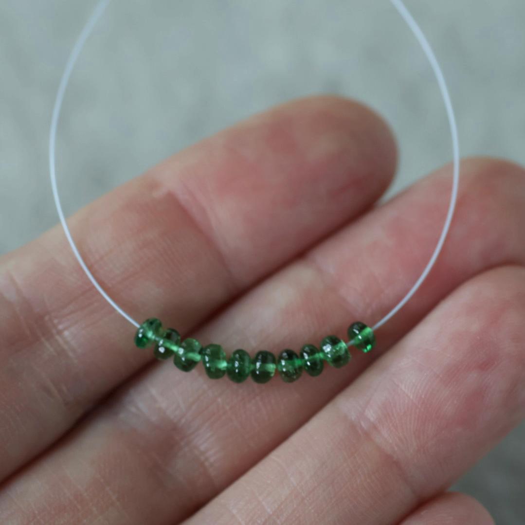 3.5mm Chrome Green Tourmaline Beads - Smooth Rondelle Natural Gemstone 6 Pcs