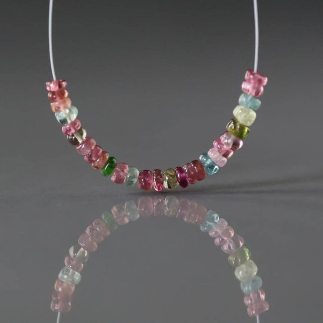 3.5mm AAA Multi Color Tourmaline Rondelle Beads Smooth 2” Gemstone Beads DIY Jewelry Making Gift October Birthstone