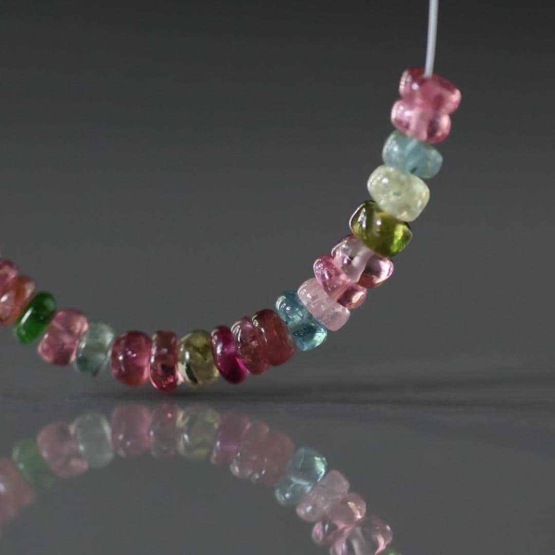 3.5mm AAA Multi Color Tourmaline Rondelle Beads Smooth 2” Gemstone Beads DIY Jewelry Making Gift October Birthstone