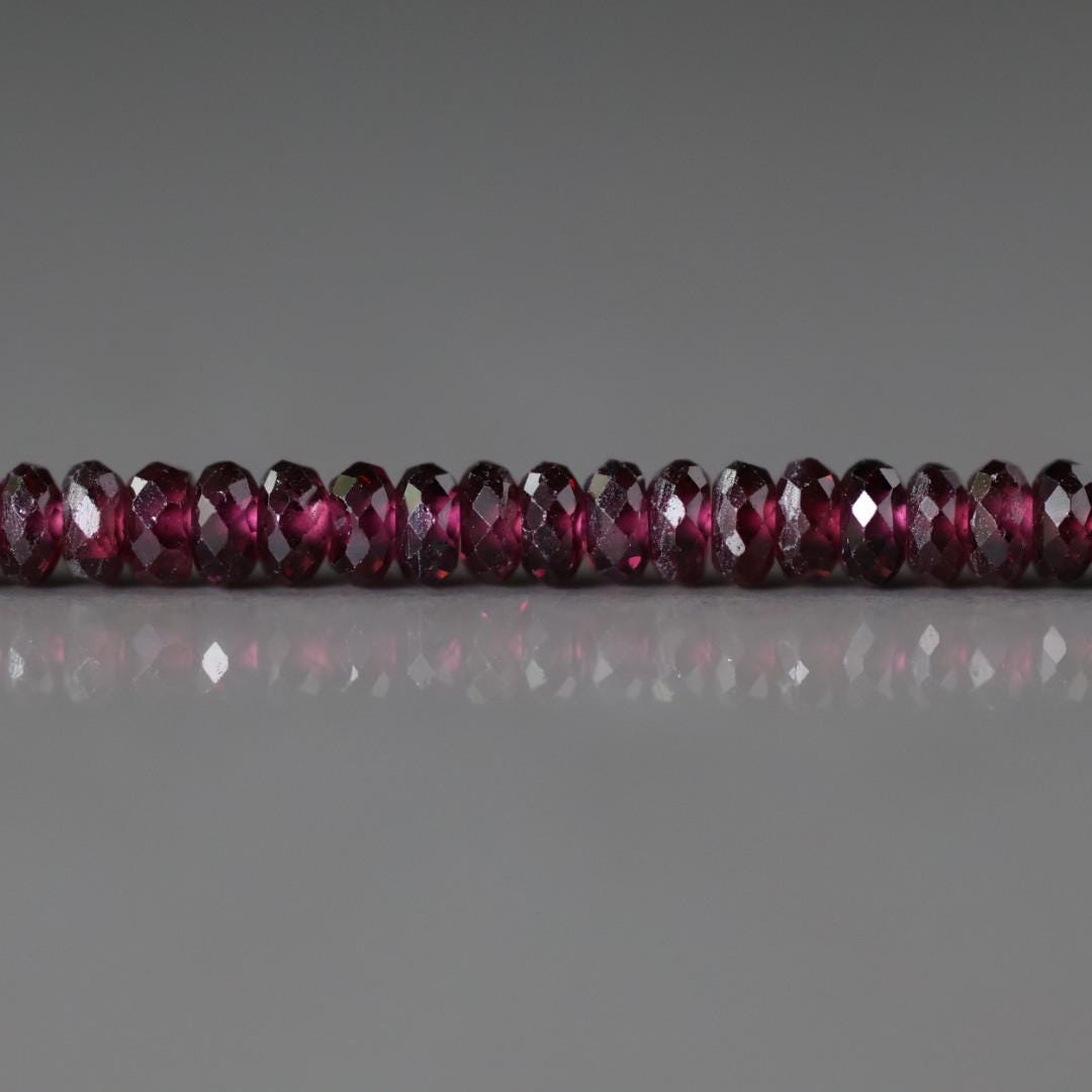 3.5mm AAA Rhodolite Garnet Beads- Faceted Rondelle Natural Gemstone 15"