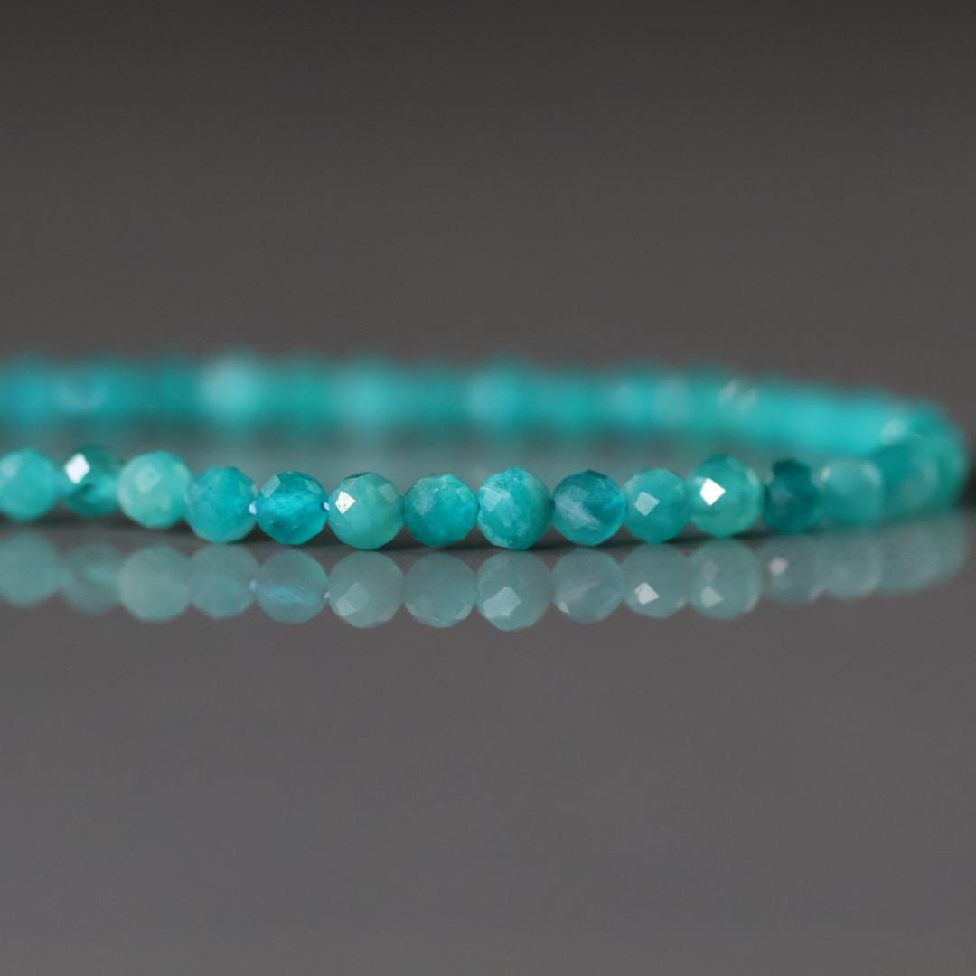 3.5mm AAA Russian Amazonite Faceted Beads Round Strand 7" Genuine Gemstone Beads for DIY Jewelry Making Beading Craft Gift Beads