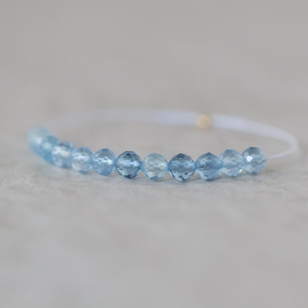 3.5mm AAA Santa Maria Aquamarine Beads Faceted 12 PCs Natural Genuine Gemstone Beads for Jewelry Making Craft Gift Beads March Birthstone