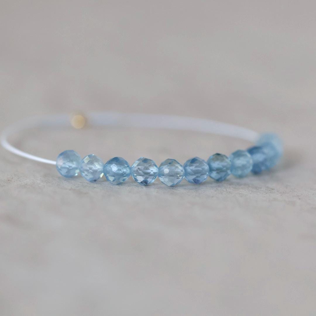 3.5mm AAA Santa Maria Aquamarine Beads Faceted 12 PCs Natural Genuine Gemstone Beads for Jewelry Making Craft Gift Beads March Birthstone