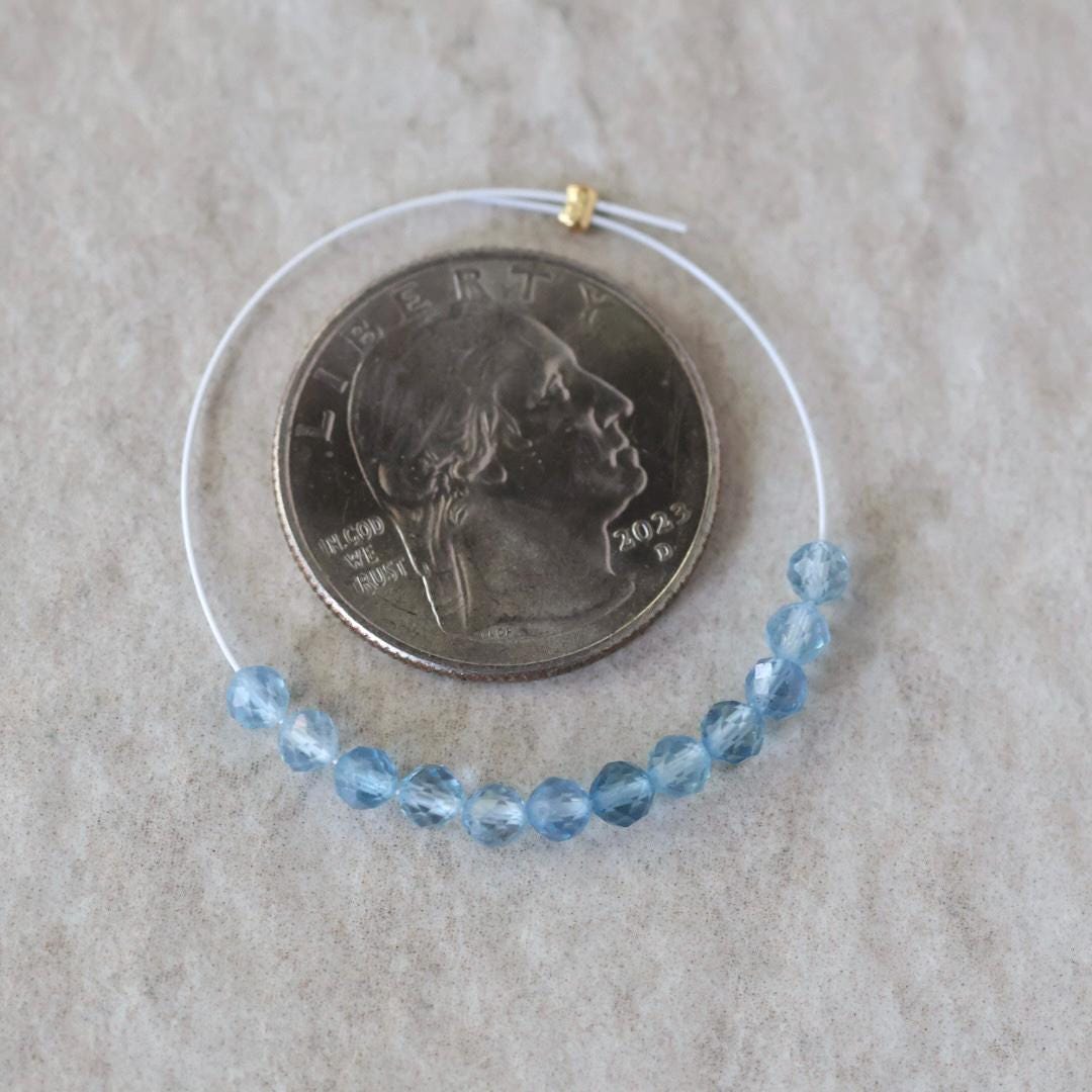 3.5mm AAA Santa Maria Aquamarine Beads Faceted 12 PCs Natural Genuine Gemstone Beads for Jewelry Making Craft Gift Beads March Birthstone
