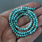 3.5mm Arizona Turquoise Beads - Faceted Round Natural Gemstone 15" Strand