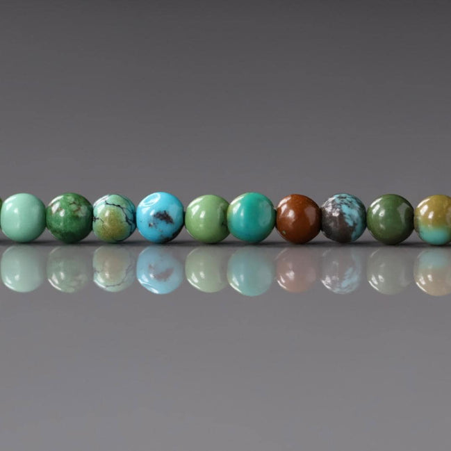 3.5mm Arizona Turquoise Smooth Beads 15" Blue Green Shaded Turquoise Genuine Gemstone Beads for Jewelry Making Beading Craft Gift Beads