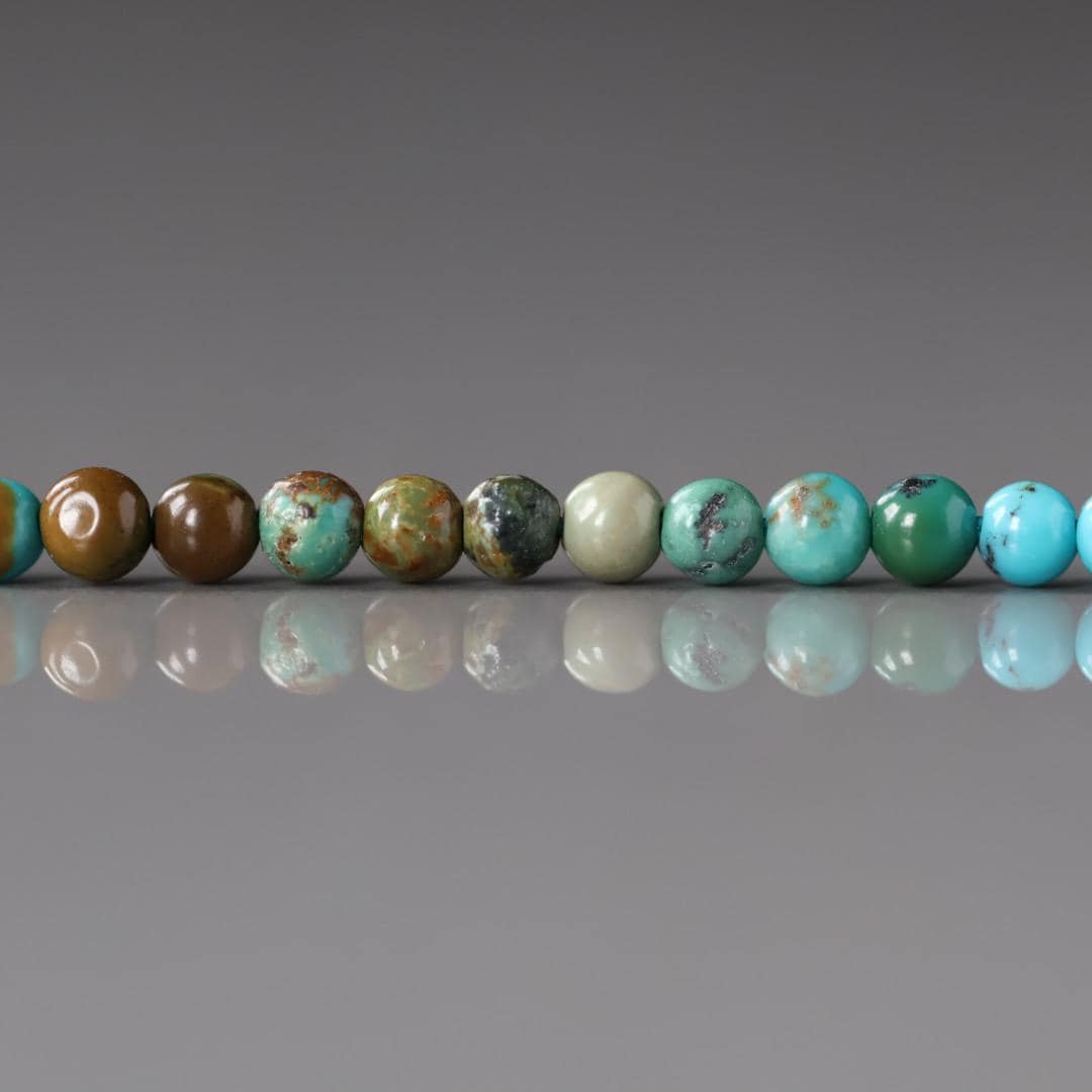 3.5mm Arizona Turquoise Smooth Beads 15" Blue Green Shaded Turquoise Genuine Gemstone Beads for Jewelry Making Beading Craft Gift Beads