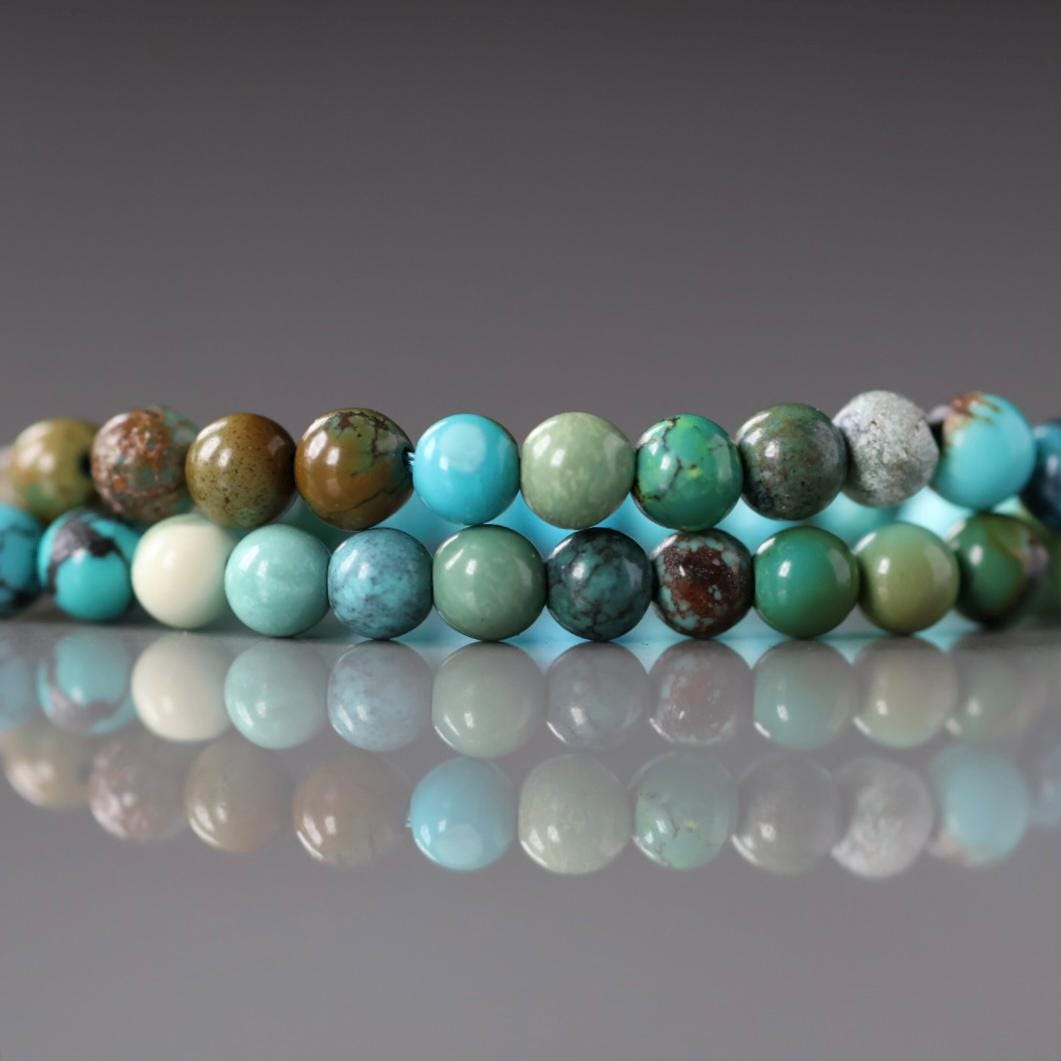 3.5mm Arizona Turquoise Beads – Smooth Round Natural Gemstone 15" Strand