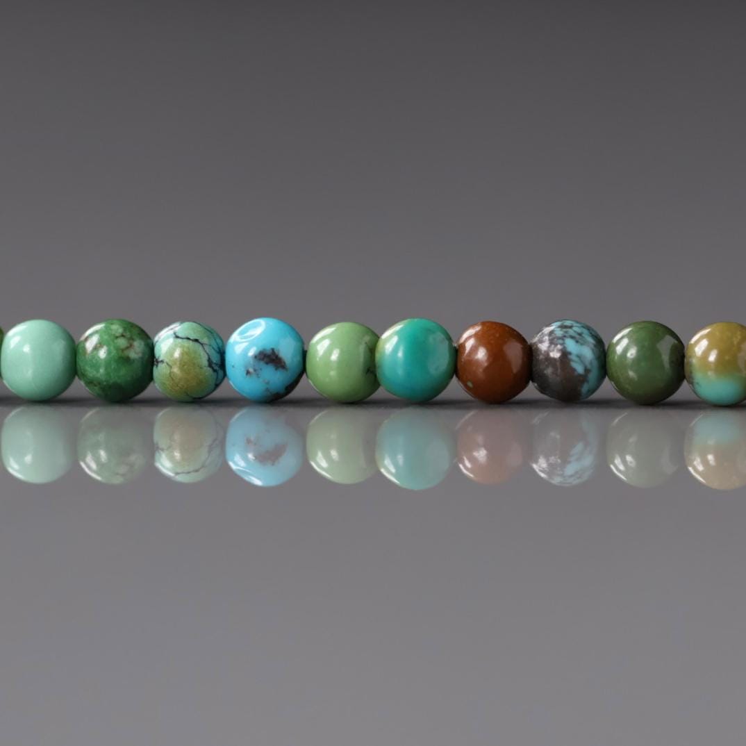 3.5mm Arizona Turquoise Beads – Smooth Round Natural Gemstone 15" Strand
