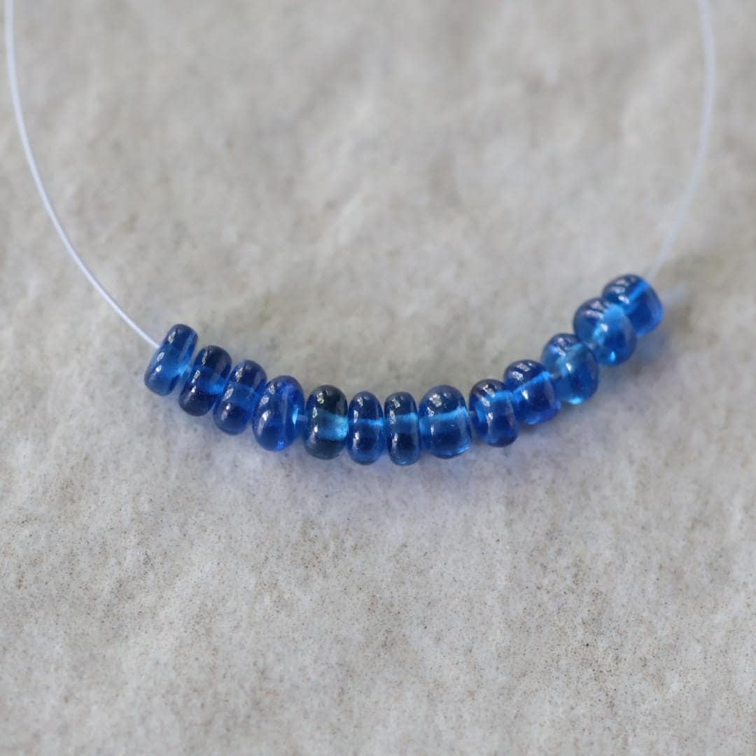 3.5mm Blue Sapphire Beads - Smooth Rondelle Natural Gemstone 10 Pcs