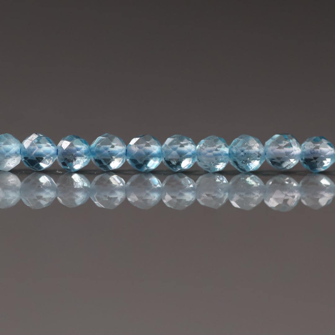 3.5mm Blue Topaz Beads ‚Äì Faceted Round Natural Gemstone Strand