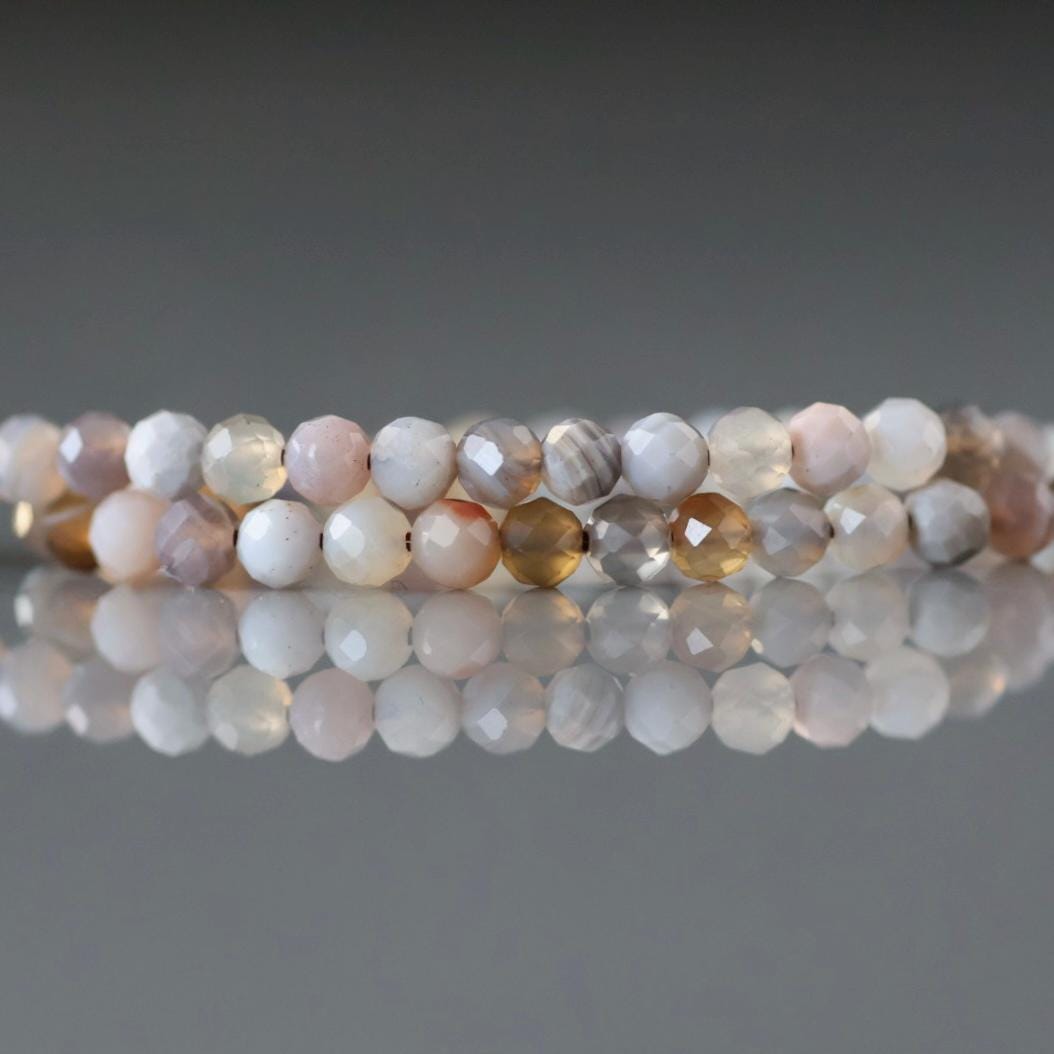 3.5mm Botswana Agate Beads Faceted Genuine Tiny Agate Beads 15" Gemstone Beads for Jewelry Making Beading Gift for crafter
