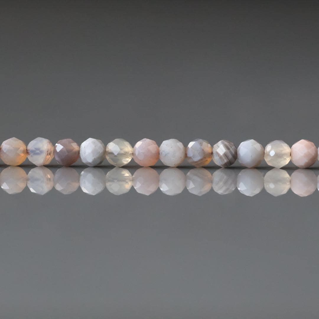 3.5mm Botswana Agate Beads - Faceted Round Natural Gemstone 15" Strand