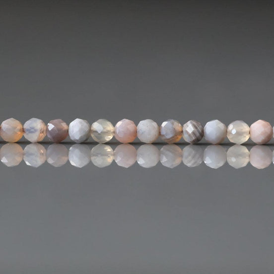 3.5mm Botswana Agate Beads - Faceted Round Natural Gemstone 15" Strand