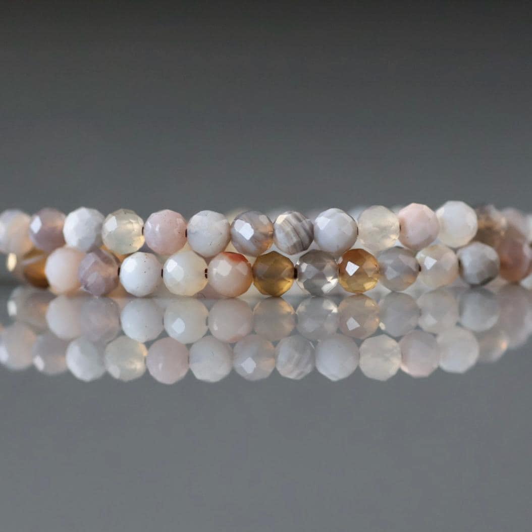 3.5mm Botswana Agate Beads - Faceted Round Natural Gemstone 15" Strand