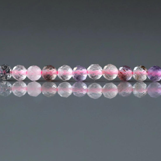 3.5mm Cacoxenite Micro Faceted Beads Super Seven 7 Genuine Beads 15" Sparkly Gemstone Melody Stone Beads Beading Crafter Gift